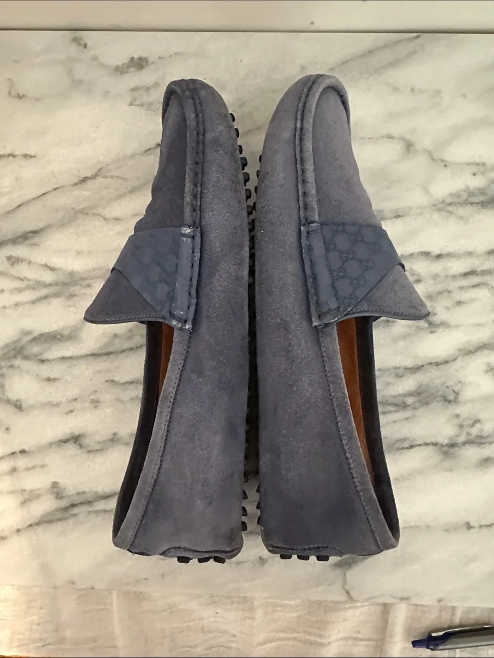 Gucci Men’s Blue Suede driving loafers Penny Loafers size 8.5